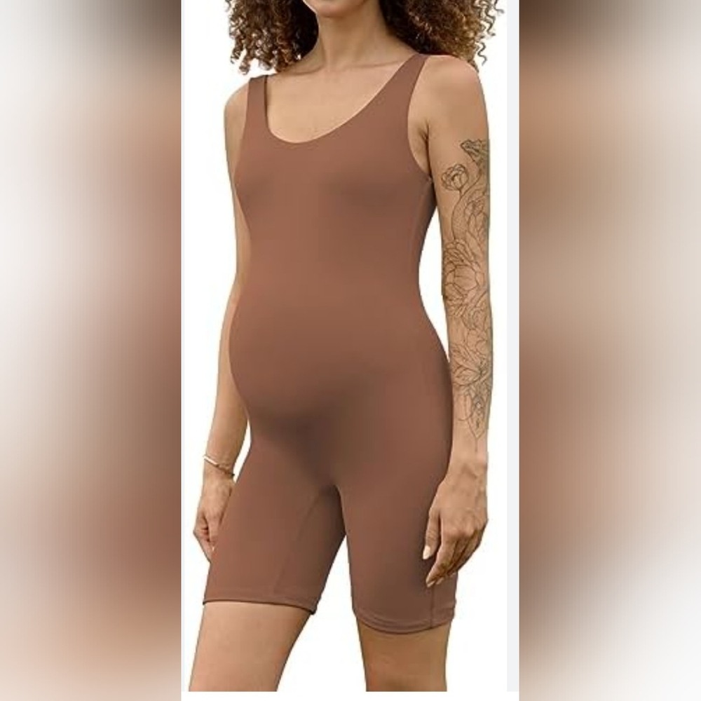 Maternity Women's Brown Sleeveless Jumpsuit